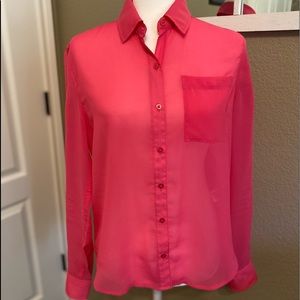 Aeropostale Sheer Pink Blouse Size Medium
